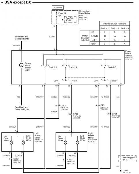 97 honda accord power mirrow wiring diagram